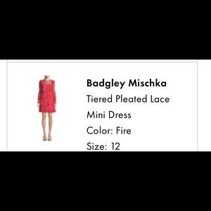 Red fire  mini dress Badgley Mischcka
